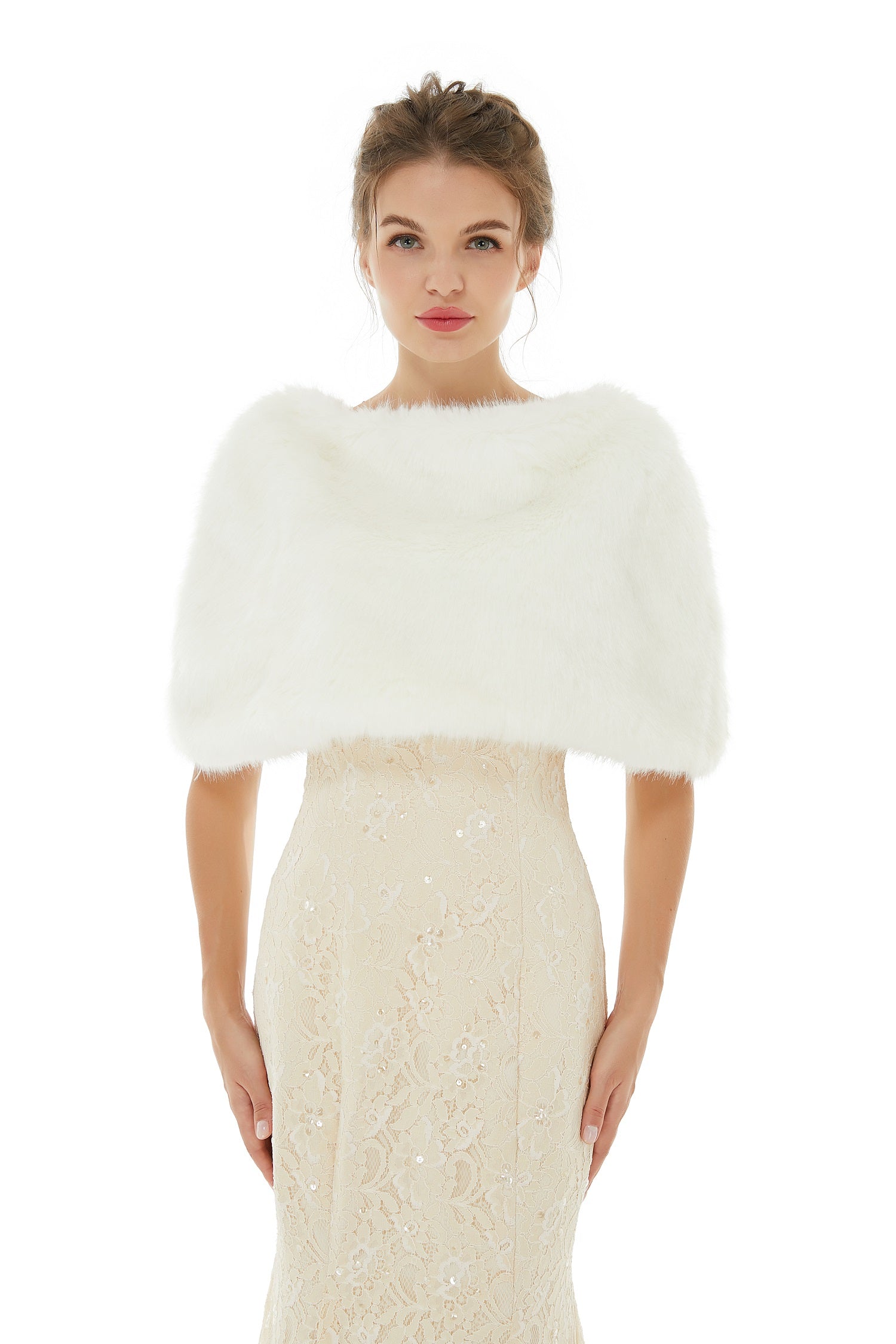 Gorgeous White Winter Faux Fur Wedding Wrap-BallBride