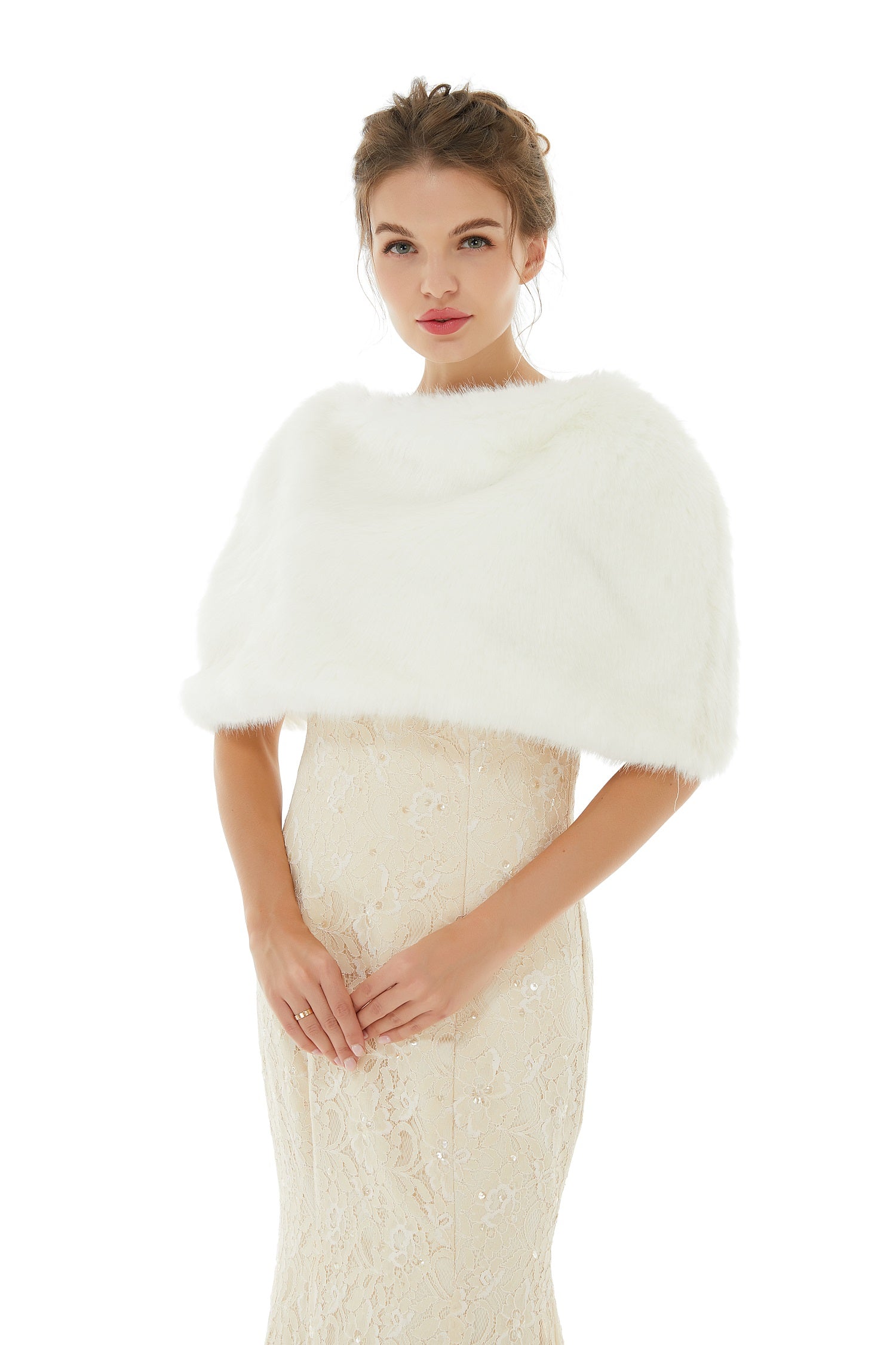 Gorgeous White Winter Faux Fur Wedding Wrap-BallBride