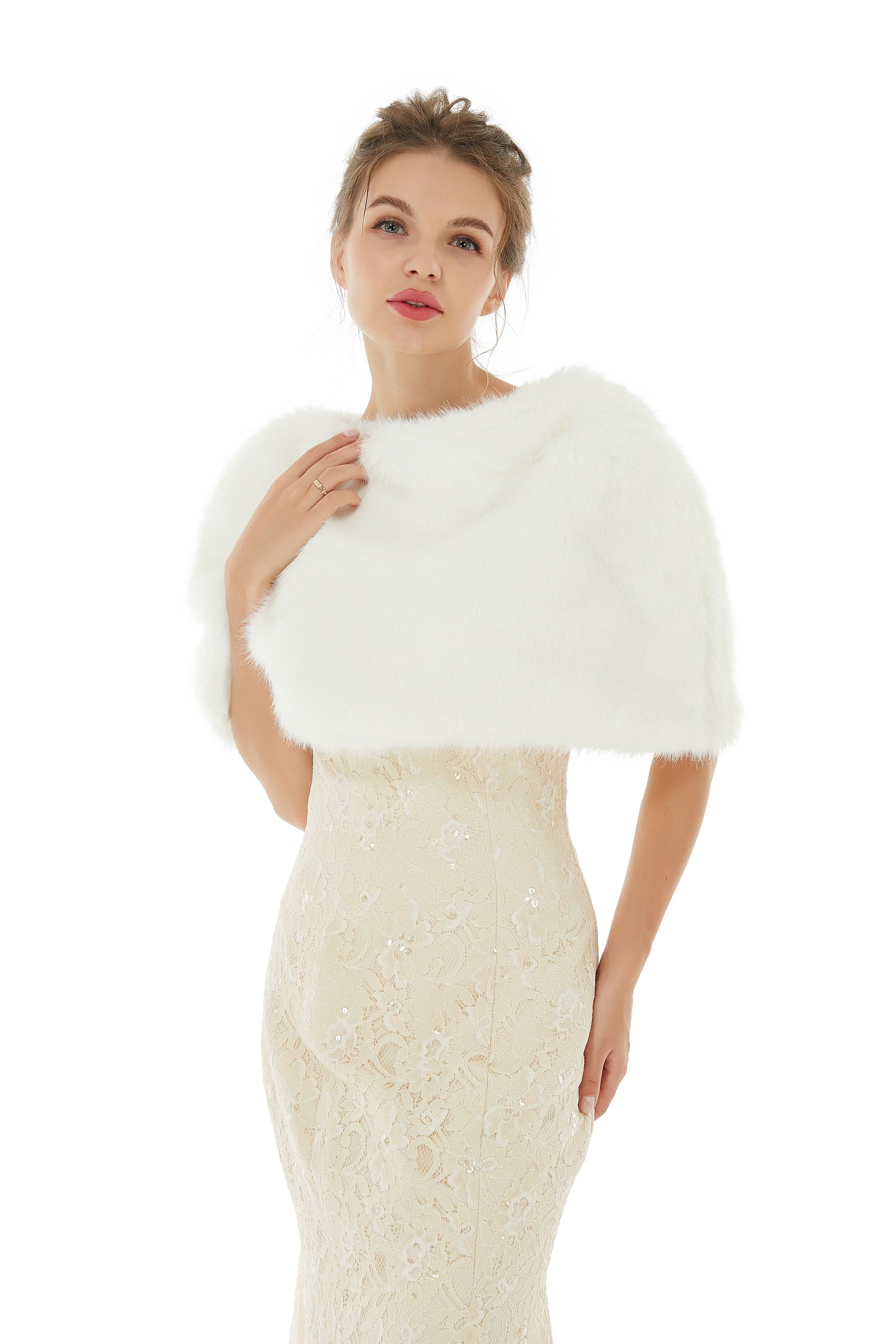 Gorgeous White Winter Faux Fur Wedding Wrap-BallBride