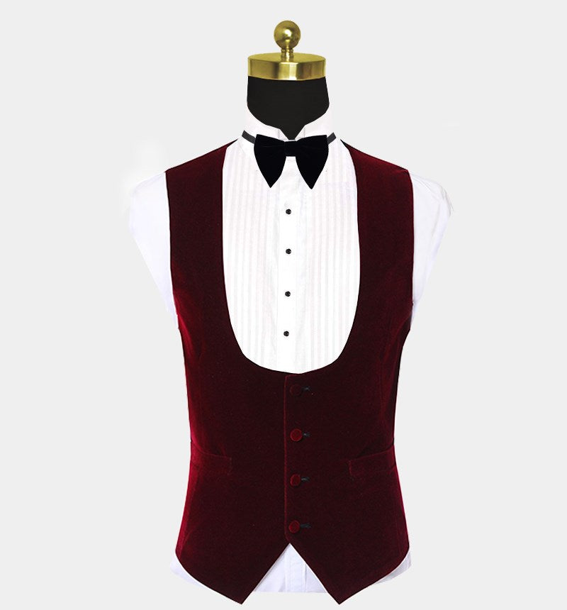 Groom Prom Suit - Burgundy Lapel White Jacquard-BallBride