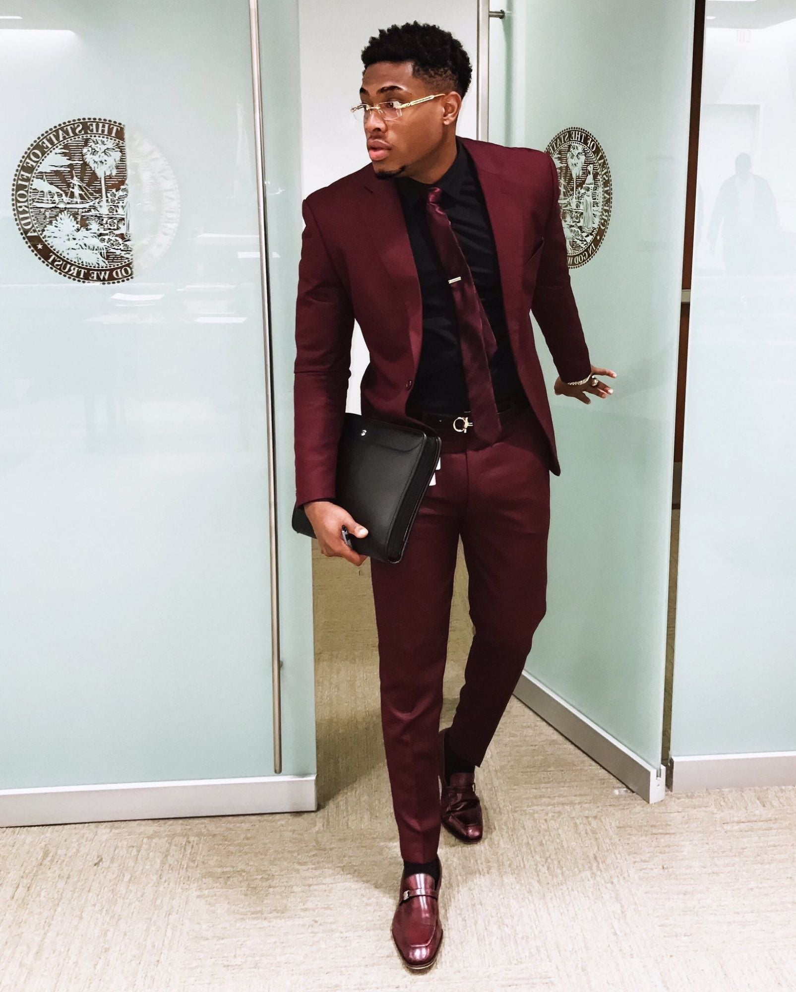 Groom Prom Suits - Elegant Dinner One Button Burgundy-BallBride