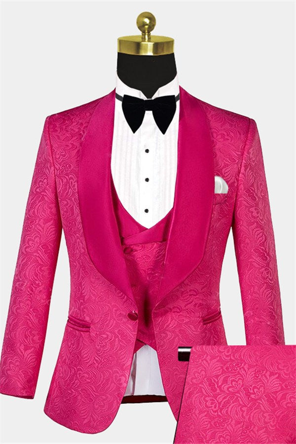 Groom's Pink One-Button Suit for Prom-BallBride