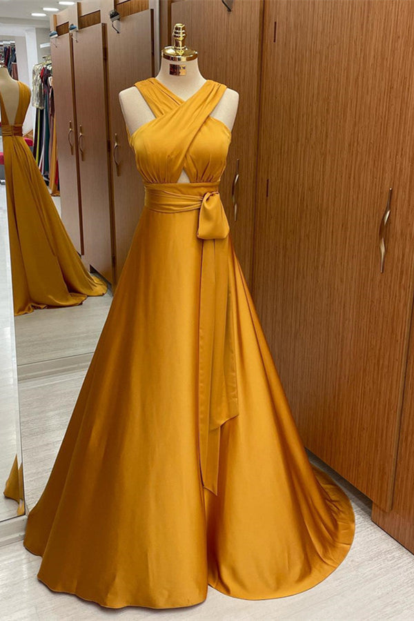 Halter A-Line Long Prom Dress On Sale - Gorgeous Straps-BallBride