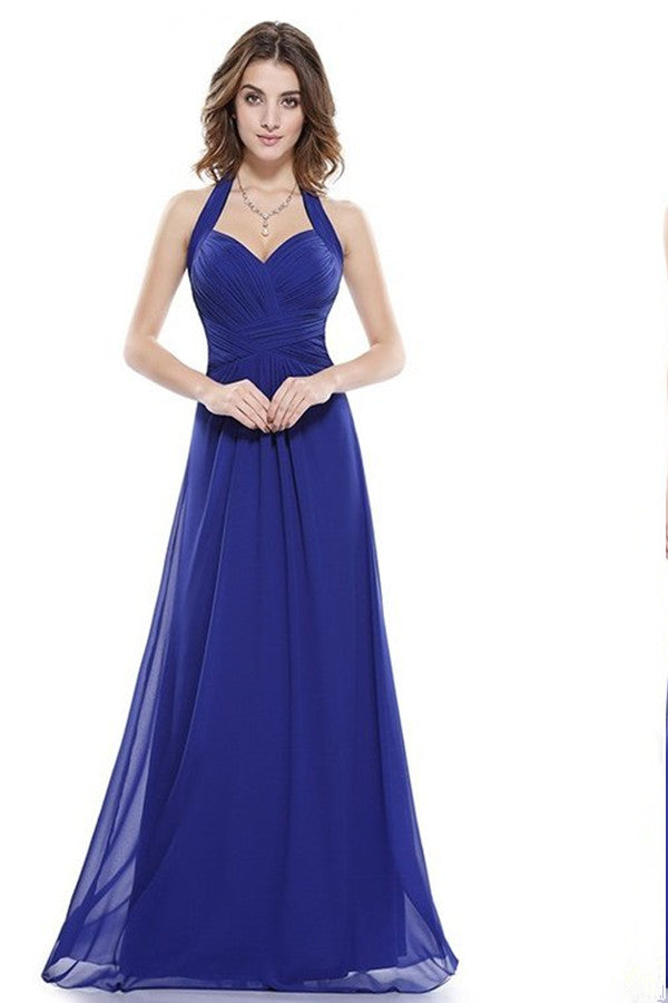 Halter Sweetheart Chiffon Long Prom Dress - On Sale Now!-BallBride