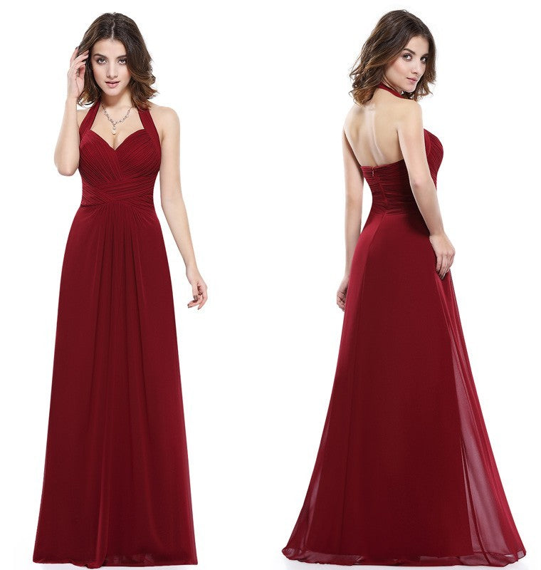 Halter Sweetheart Chiffon Long Prom Dress - On Sale Now!-BallBride