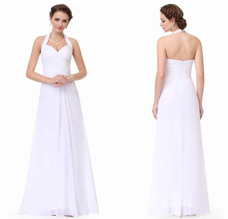 Halter Sweetheart Chiffon Long Prom Dress - On Sale Now!-BallBride