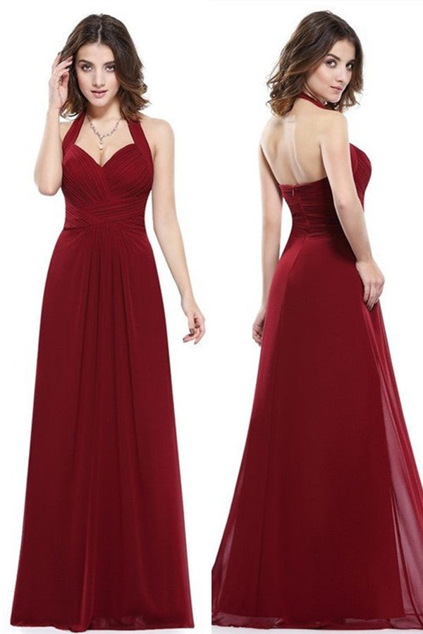 Halter Sweetheart Chiffon Long Prom Dress - On Sale Now!-BallBride