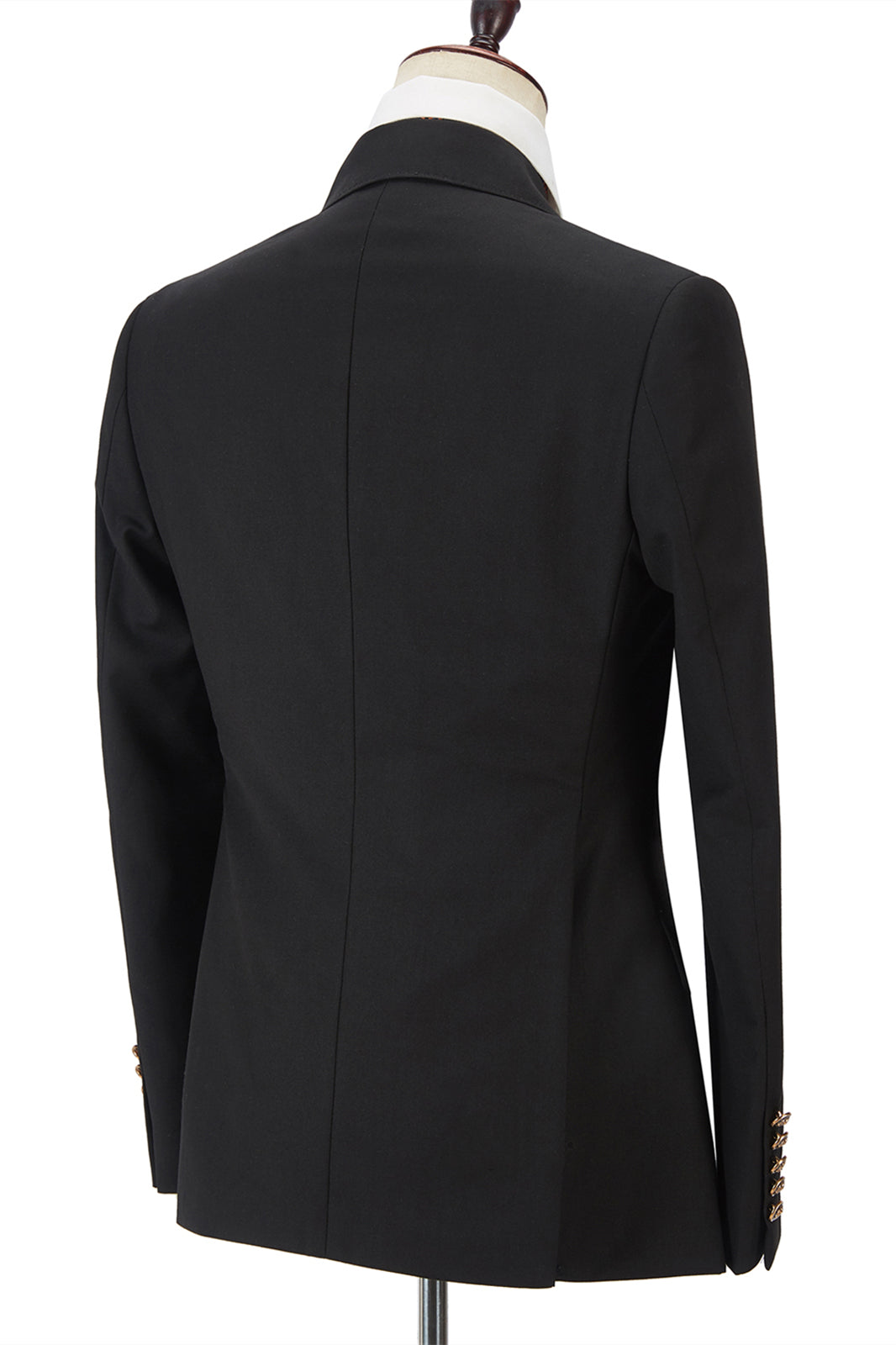 Handsome Black Wedding Suit For Groom with Double Breasted Peak Lapel-BallBride