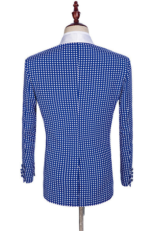Handsome Blue One Button Shawl Lapel Wedding Suit for Men-BallBride