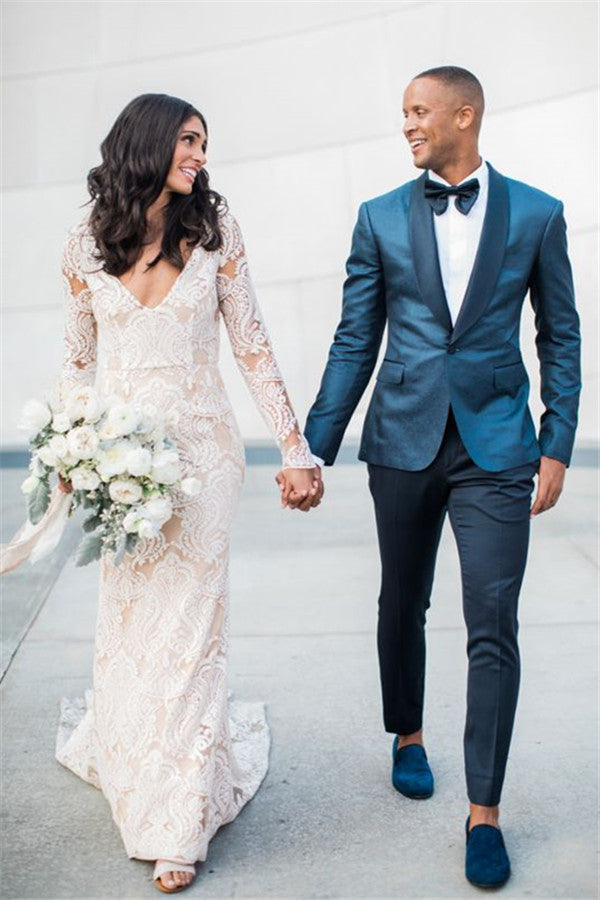 Handsome Dark Green Lapel Shawl Groom Tuxedo | Fashionable Fit Best Man Suit Wedding Mens Suit-BallBride
