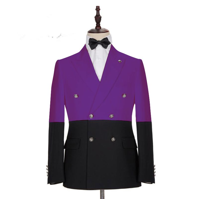 Handsome Peaked Lapel Purple Tux With Double Breasted for Weddings-BallBride