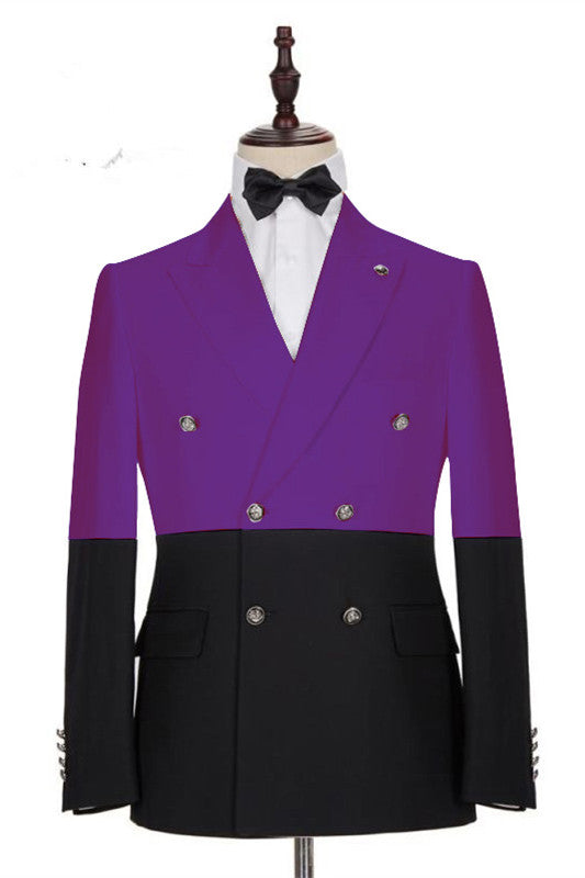 Handsome Peaked Lapel Purple Tux With Double Breasted for Weddings-BallBride