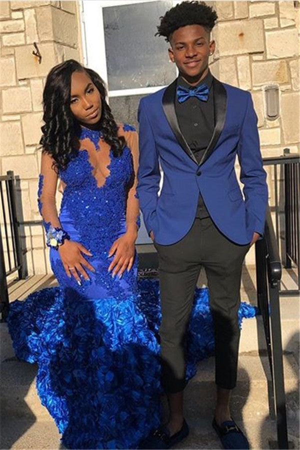 Handsome Two Pieces Shawl Lapel Tuxedo Suit For Groom - Royal Blue-BallBride