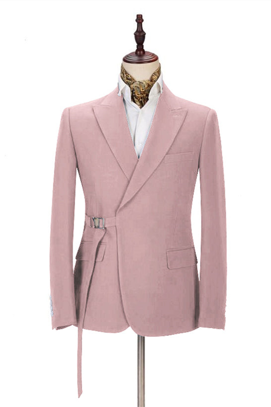 Handsome Wedding Suits for Groom and Groomsmen Pink with Buckle Button-BallBride