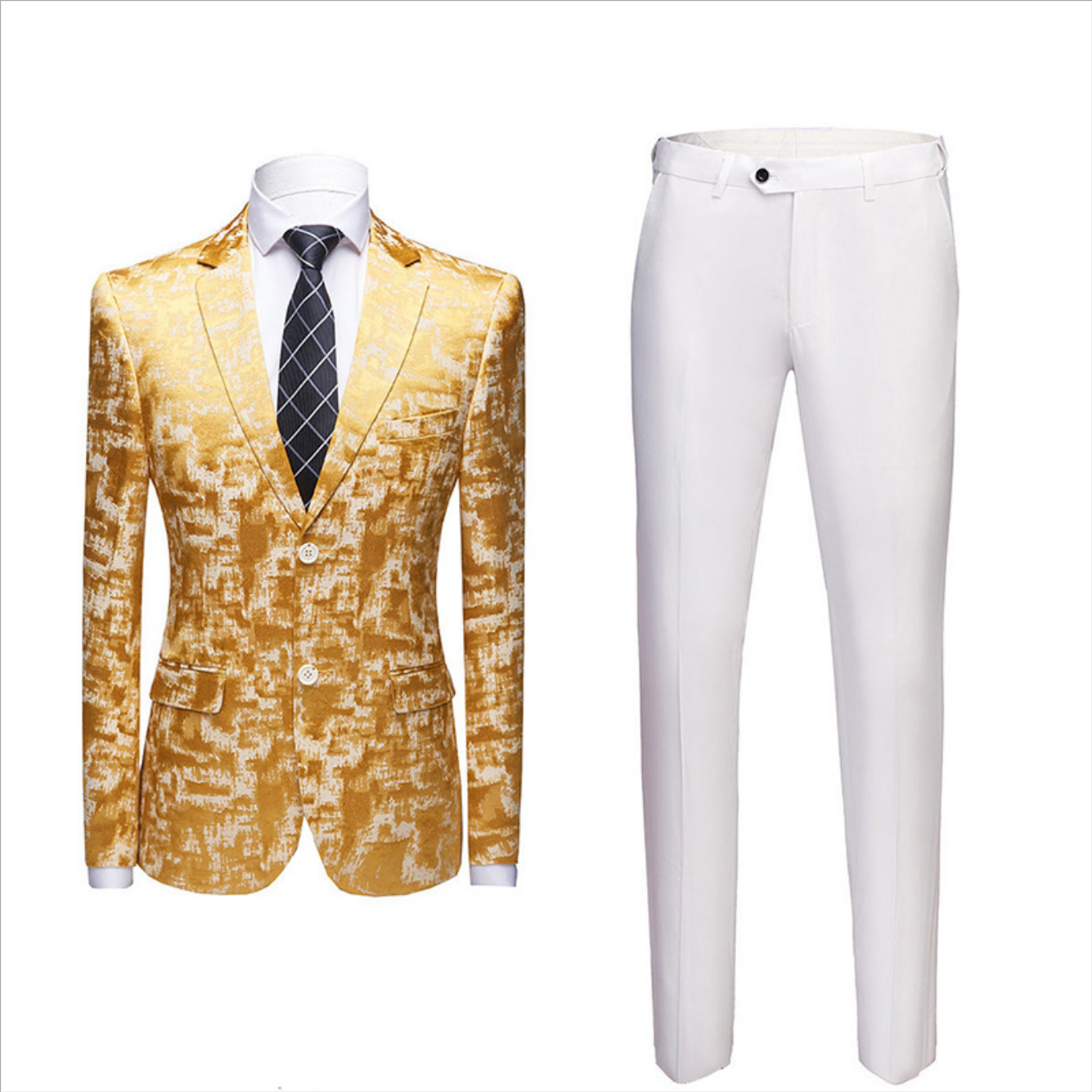 Handsome Western Suit for a Wedding - Bright Gold Notched Lapel-BallBride