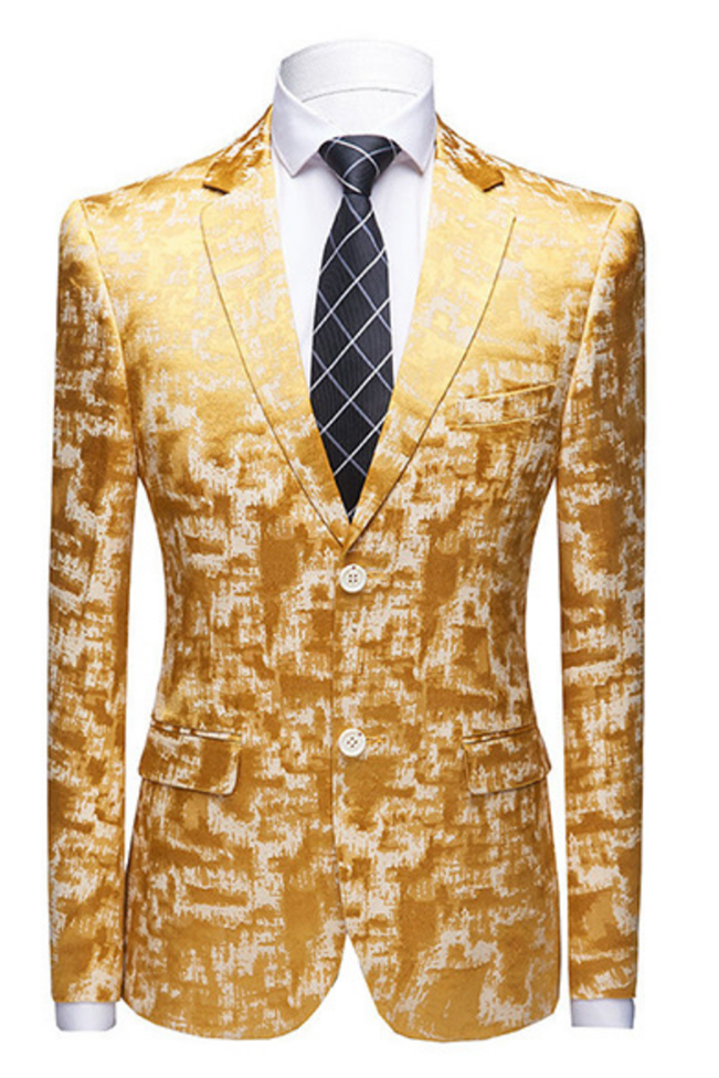 Handsome Western Suit for a Wedding - Bright Gold Notched Lapel-BallBride