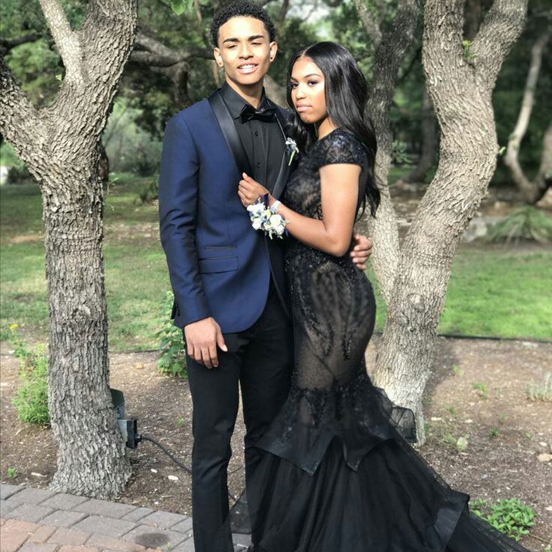 High-Quality Black Silk Lapel Jacob Marriage Blazer Suit Navy Blue with Two-Piece-BallBride