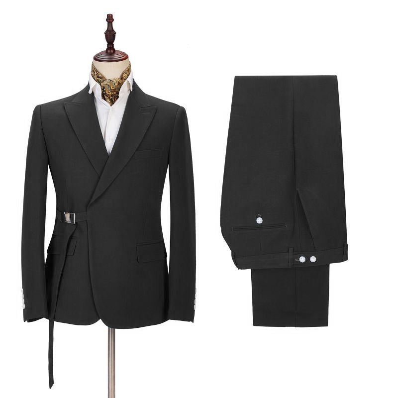 High Quality Business Suit with Buckle Button & Peak Lapel for Guys-BallBride