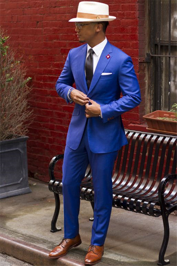 High Quality Royal Blue Prom Suit with Notched Lapel for Men-BallBride