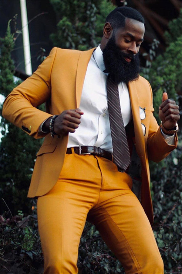 Hot Selling Yellow Party Bespoke Prom Suit for Boys with Shawl Lapel and One Button.-BallBride