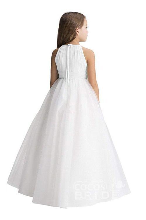 Ivory Scoop Neck Sleeveless Ball Gown Flower Girls Dress-BallBride