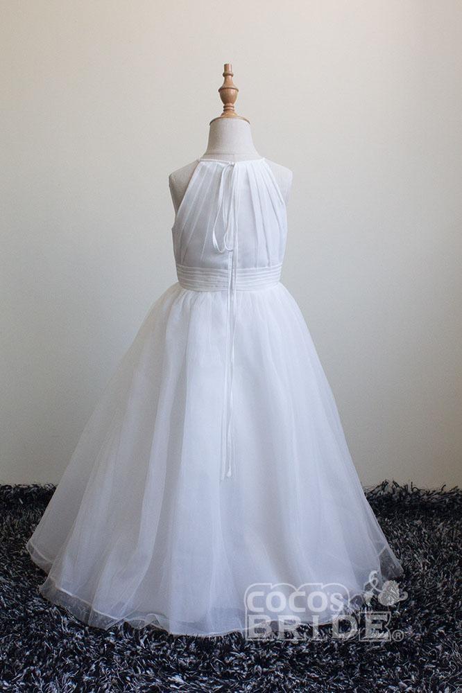 Ivory Scoop Neck Sleeveless Ball Gown Flower Girls Dress-BallBride