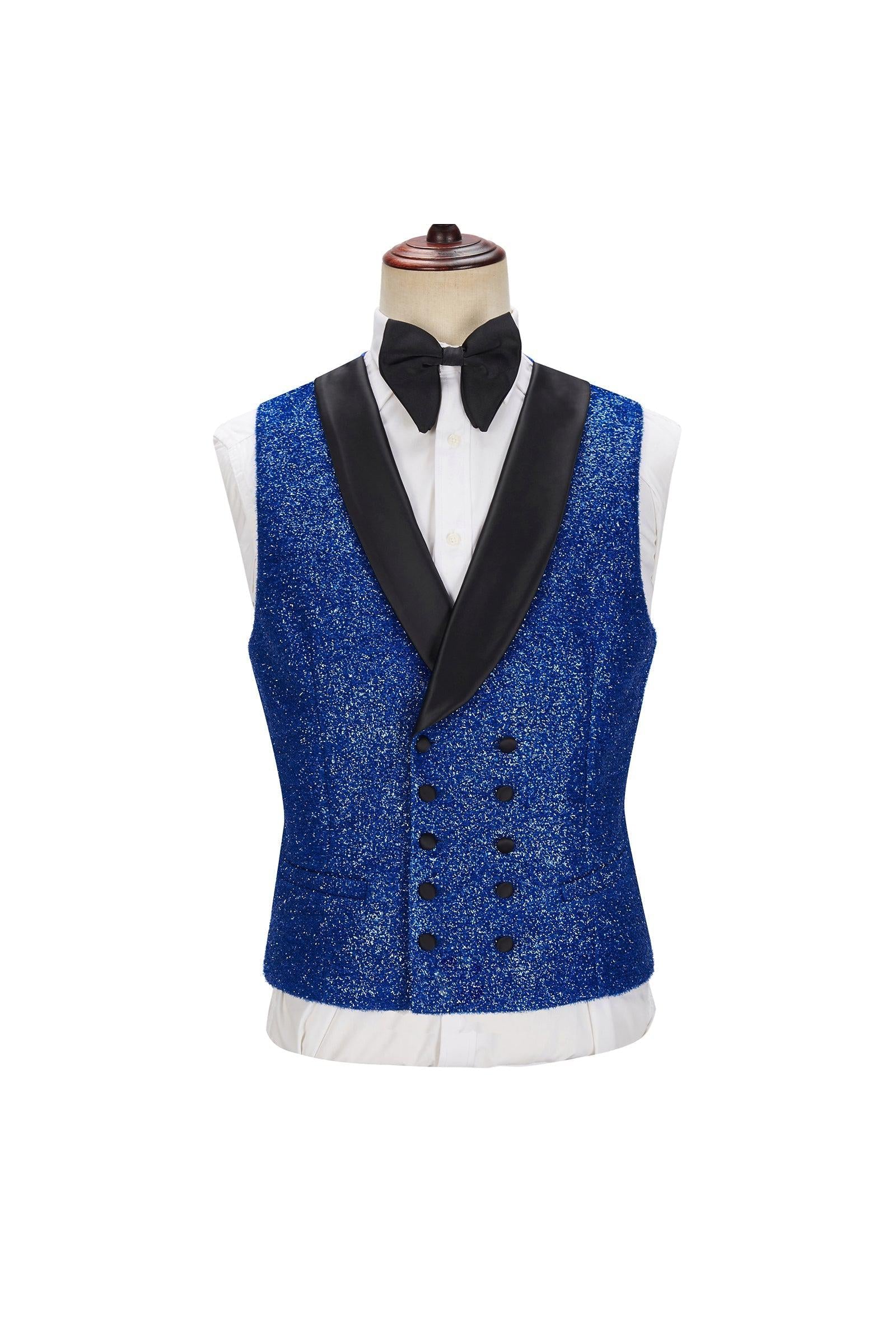 Jacob Royal Blue Sparkle 3Pc One Button Slim Fit Men Suit-BallBride