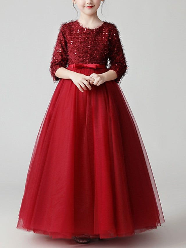 Jewel Feathers Sequins A-Line Flower Girl Dress-BallBride