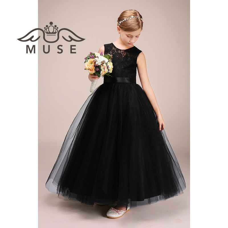 Jewel Illussion Neck Flower Girl Dress with Tulle lace-BallBride