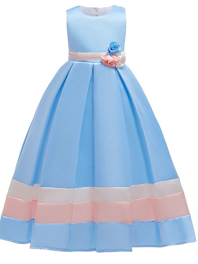 Jewel Sleeveless A-Line Flower Girl Dress With Bow Ruching-BallBride