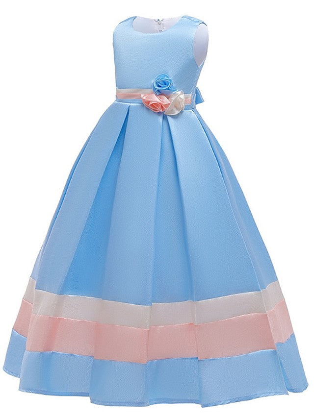 Jewel Sleeveless A-Line Flower Girl Dress With Bow Ruching-BallBride