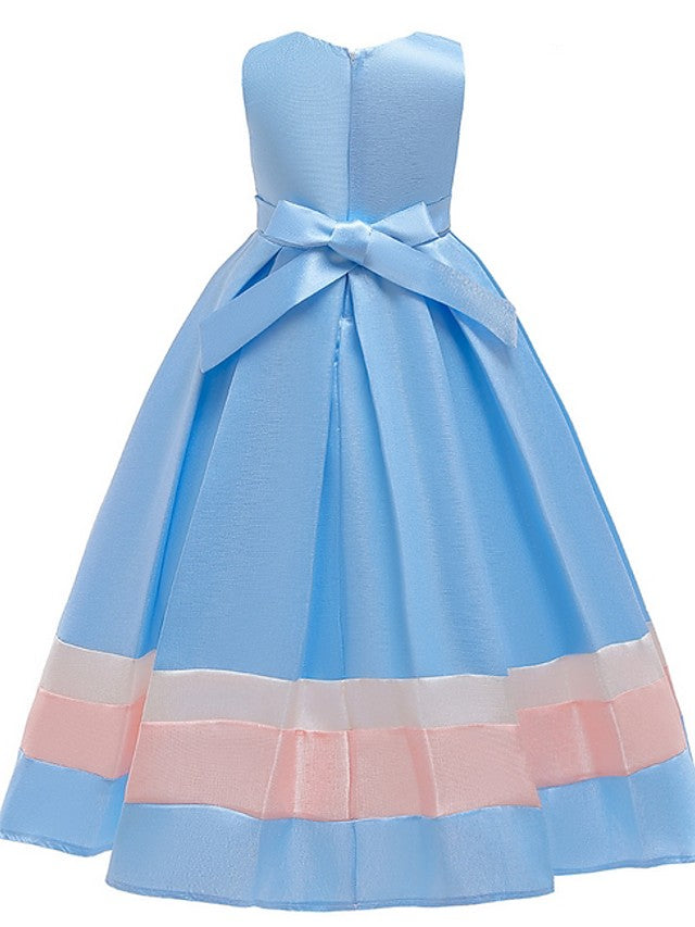 Jewel Sleeveless A-Line Flower Girl Dress With Bow Ruching-BallBride