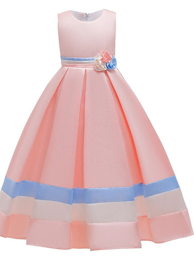 Jewel Sleeveless A-Line Flower Girl Dress With Bow Ruching-BallBride