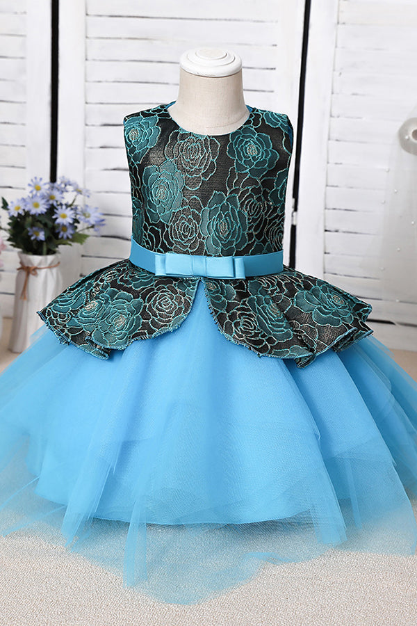 Jewel Sleeveless Flower Girl Dress with Appliques for Ball Gowns-BallBride