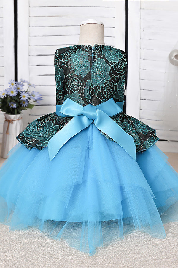 Jewel Sleeveless Flower Girl Dress with Appliques for Ball Gowns-BallBride