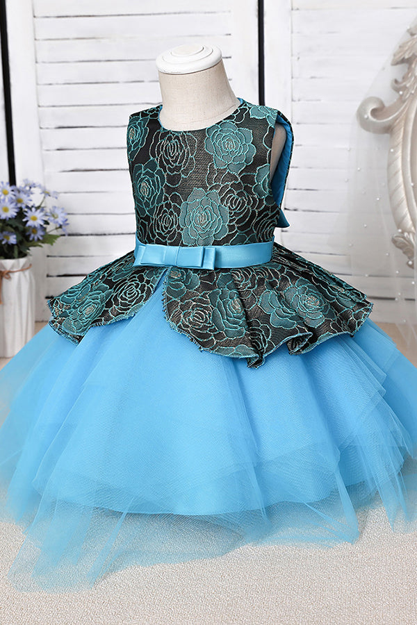 Jewel Sleeveless Flower Girl Dress with Appliques for Ball Gowns-BallBride