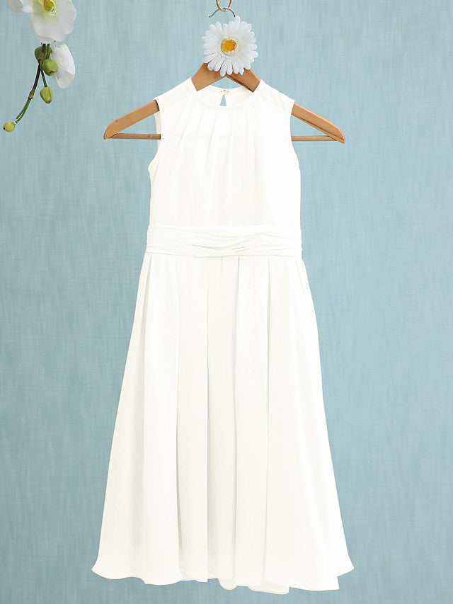 Jewel Sleeveless Knee Length Flower Girl Dress with Tulle-BallBride