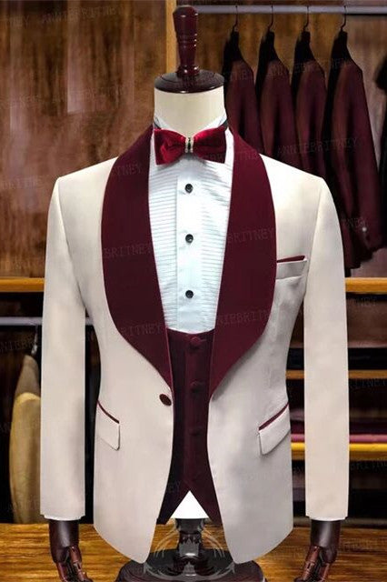 Johnny Fashion Nude Pink Slim Fit Shawl Lapel Wedding Suit Online-BallBride