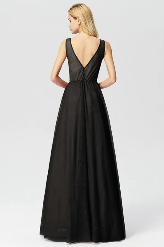 Lace Appliques Sleeveless Long Evening Prom Dress Online-BallBride