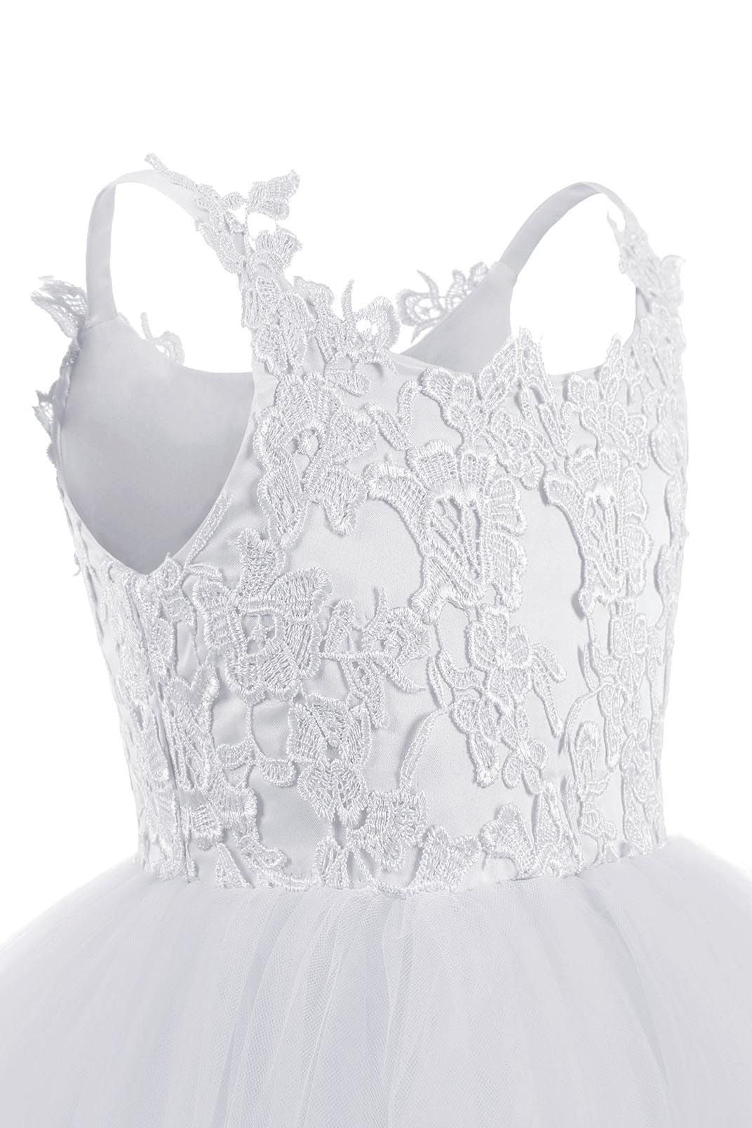 Lace-Embellished Square Neckline Sleeveless Ball Gown Flower Girl Dress-BallBride