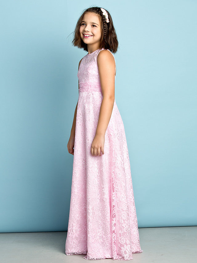 Lace Flower Girl Dress ¡§C Natural Mini Me Sheath Column Jewel Neck Floor Length-BallBride