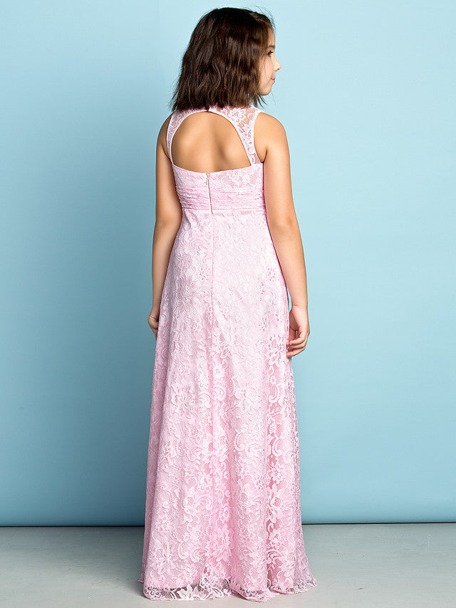Lace Flower Girl Dress ¡§C Natural Mini Me Sheath Column Jewel Neck Floor Length-BallBride