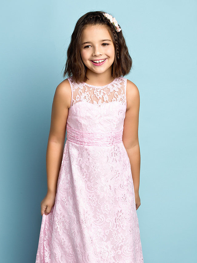 Lace Flower Girl Dress ¡§C Natural Mini Me Sheath Column Jewel Neck Floor Length-BallBride