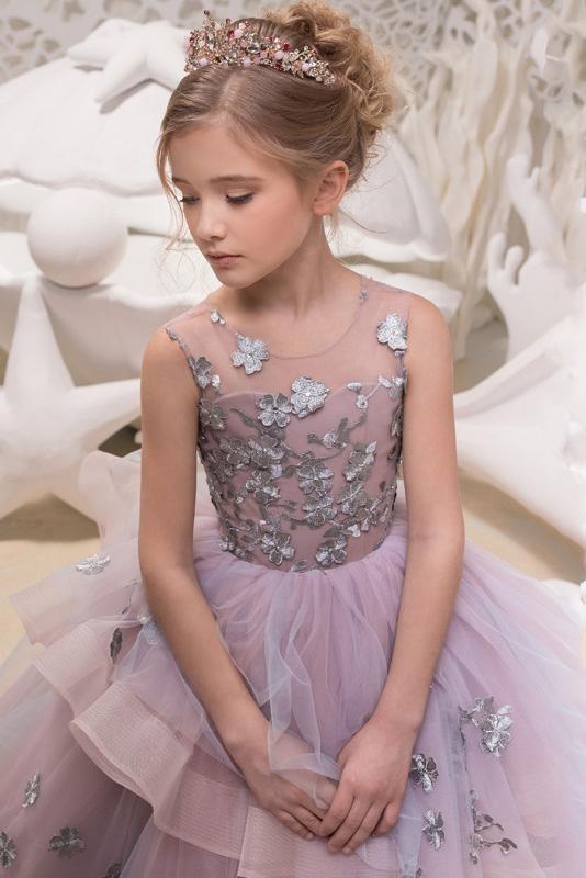 Lace Sleeveless Scoop Neck Ball Gown Flower Girl Dress-BallBride