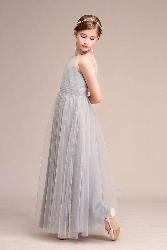 Latest Illussion Neck Flower Girl Dress in Tulle-BallBride
