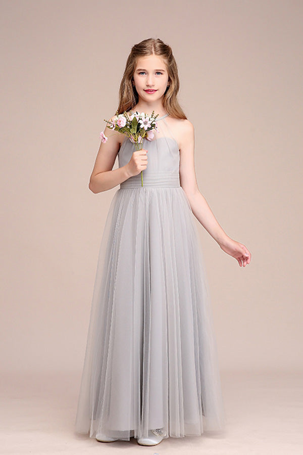 Latest Illussion Neck Flower Girl Dress in Tulle-BallBride