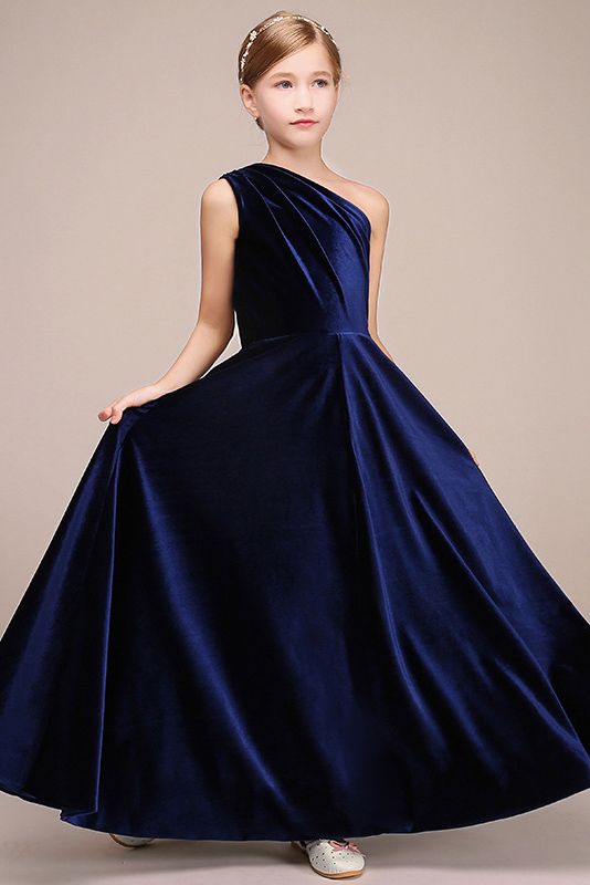 Latest One Shoulder Sleeveless Flower Girl Dress in Polyester-BallBride