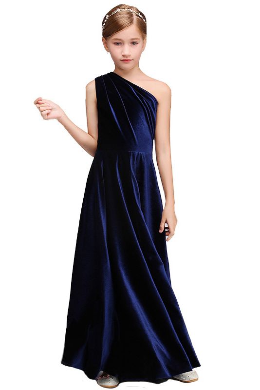 Latest One Shoulder Sleeveless Flower Girl Dress in Polyester-BallBride