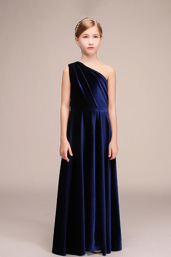Latest One Shoulder Sleeveless Flower Girl Dress in Polyester-BallBride