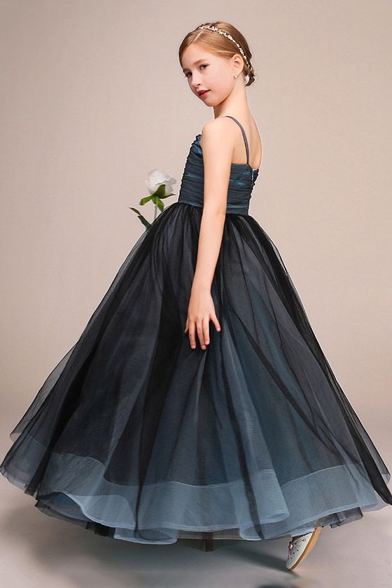 Latest Spaghetti Strap Flower Girl Dress in Tulle-BallBride